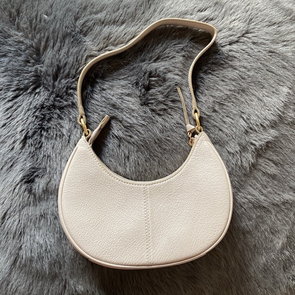 💋 NWOT See by Chloe Hanna Half Moon Leather Shoulder Bag, Cement Beige - Picture 6 of 12